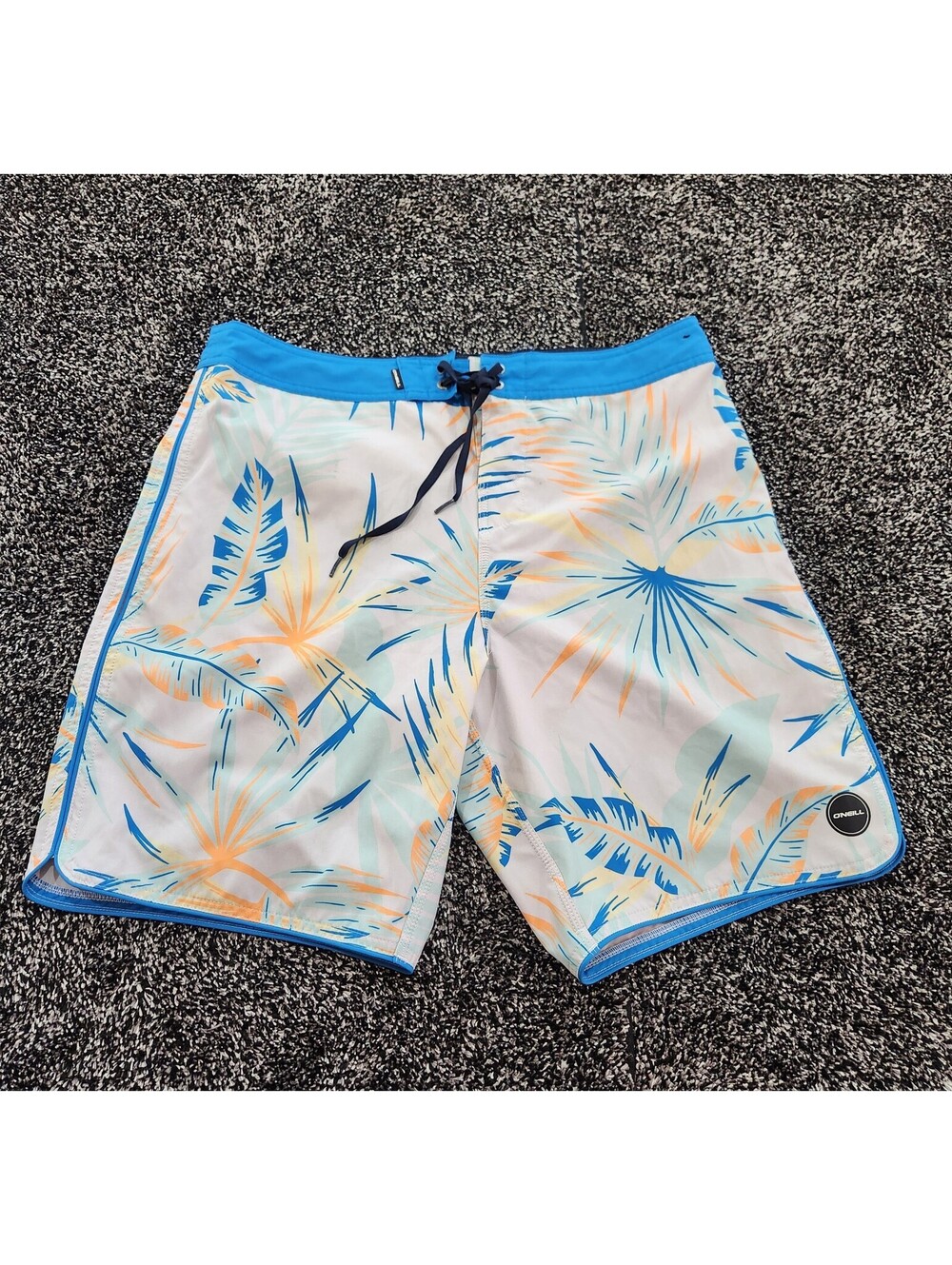 Y2K O'Neill Hyperfreak Board Shorts Mens 34 Tropical Palm Swim Trunks Quick Dry